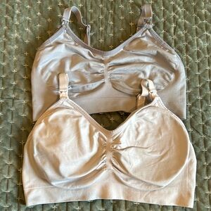 Motherhood Nursing bra women pregnant Large wide band 3 clasp grey off white